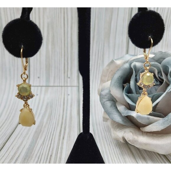 Anne Klein Gold Tone Rhinestone Beaded Collar Necklace & Dangle Earrings Set 19" - Picture 8 of 12